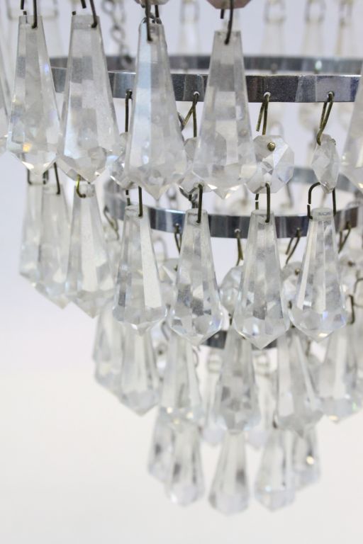 Two vintage Brass Chandeliers with Crystal Glass drops - Image 7 of 9