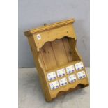 Pine Cottage Hanging Shelf with Eight Ceramic Spice Drawers