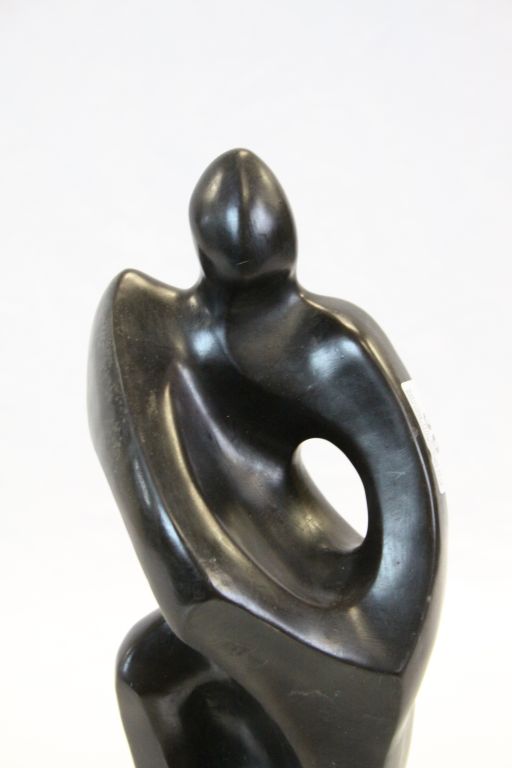 Abstract figural Sculpture with black finish, stands approx 29cm - Image 2 of 5