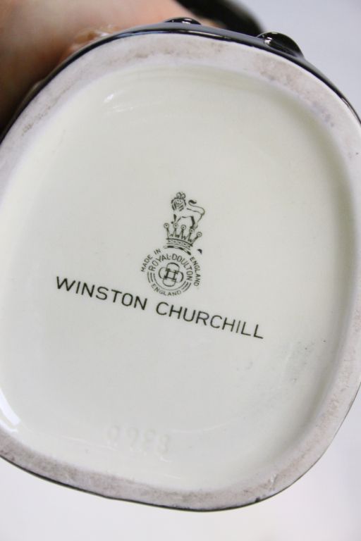 Three Royal Doulton "Winston Churchill" ceramic Character jugs in varying sizes, the largest - Image 5 of 10