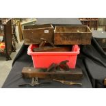 A group of woodworking tools to include planes, spokeshaves etc, plus a Stanley 45 with