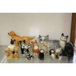 Goebel, Beswick and other various cat, dog and bird figures (12)