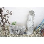 Reconstituted Stone Garden Classical Female Statue, 87cms high and a Reconstituted Stone Garden Wall