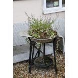 Vintage Metal Potter's Wheel ? now converted to a Garden Planter, 87cms high x 76cms wide