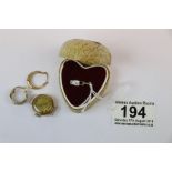9ct Gold ladies Ingersoll wristwatch, pair of Hallmarked 9ct Gold Earrings & a damaged 9ct Gold