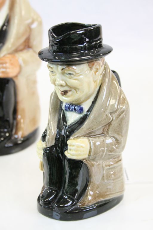 Three Royal Doulton "Winston Churchill" ceramic Character jugs in varying sizes, the largest - Image 2 of 10