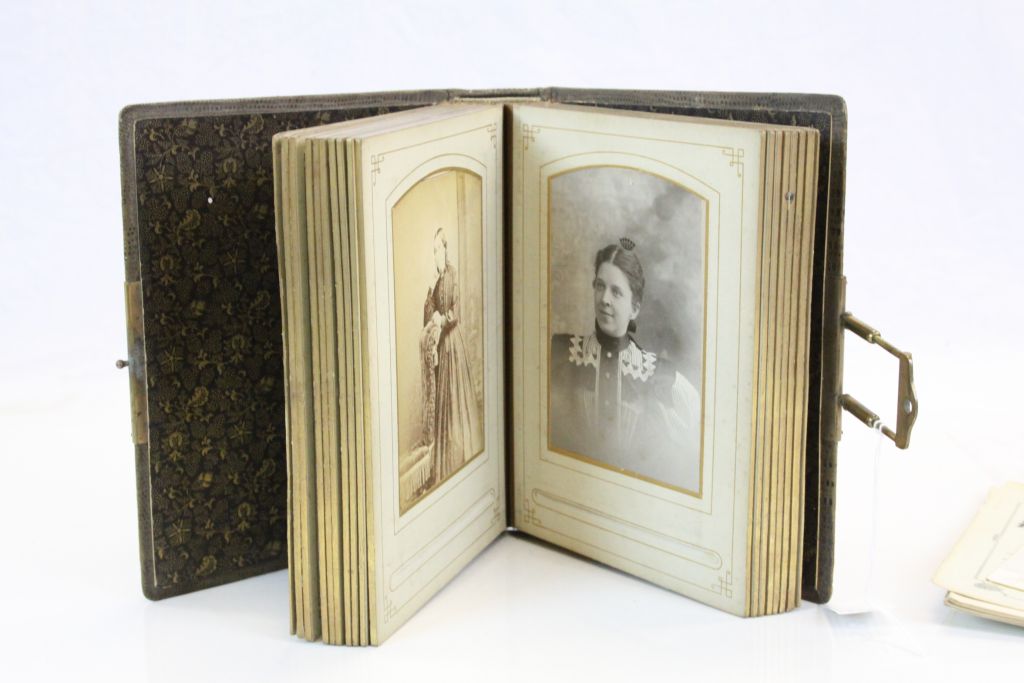19th Century photograph album with numerous photographs, CDV type - Image 2 of 3