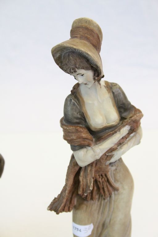 Two painted figurines with Wooden bases to include a Female with shawl & a Man with a Lamb - Image 5 of 5