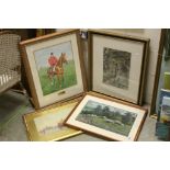 A collection of four framed and glazed pictures to include three watercolours.