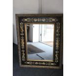 Large ornate gilt and patterned bevel edge mirror 102 x 84 cm