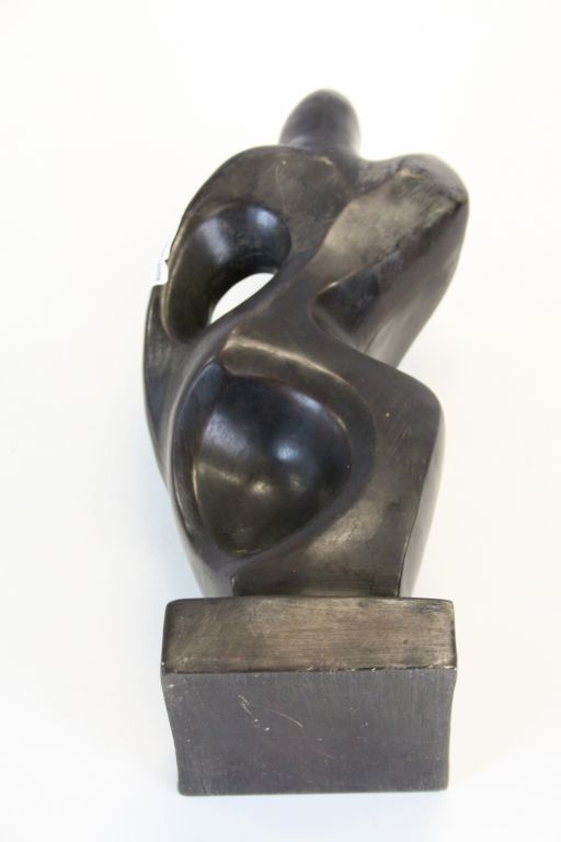 Abstract figural Sculpture with black finish, stands approx 29cm - Image 4 of 5