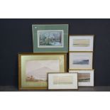Six vintage Framed & Glazed Watercolours, mainly Landscapes, the largest image approx 33 x 50cm
