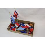 A collection of vintage desktop flags and pennants.