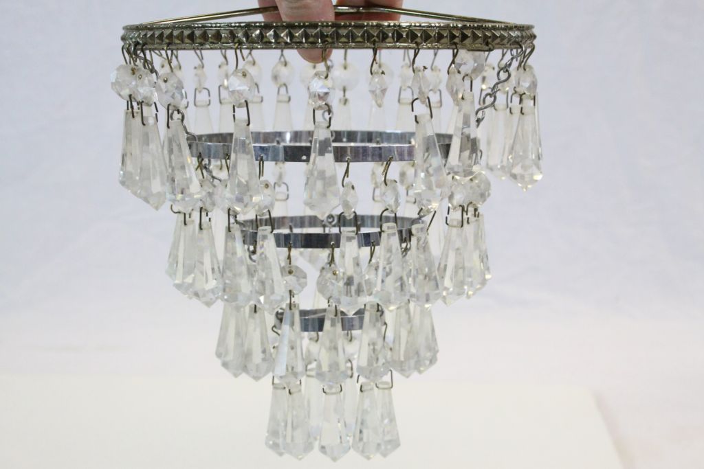 Two vintage Brass Chandeliers with Crystal Glass drops - Image 6 of 9