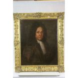 Large gilt framed oil on canvas of a 18th Century gentleman, image approx. 71 cm x 51 cm