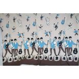 Large piece of unused vintage fabric from the 1960's depicting The Beatles, rarely seen in the