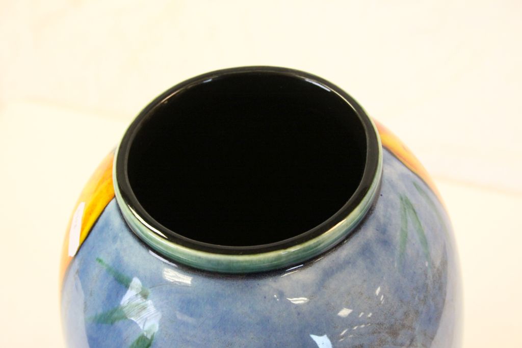 Large Poole Pottery vase with bright abstract Floral decoration and raised Dolphin mark to base, - Image 3 of 4