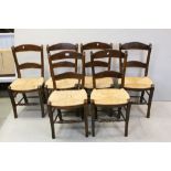 Set of Six French Style Kitchen Chairs with Rush Seats