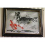 Framed Oil Painting study of a Matador and Bull, signed