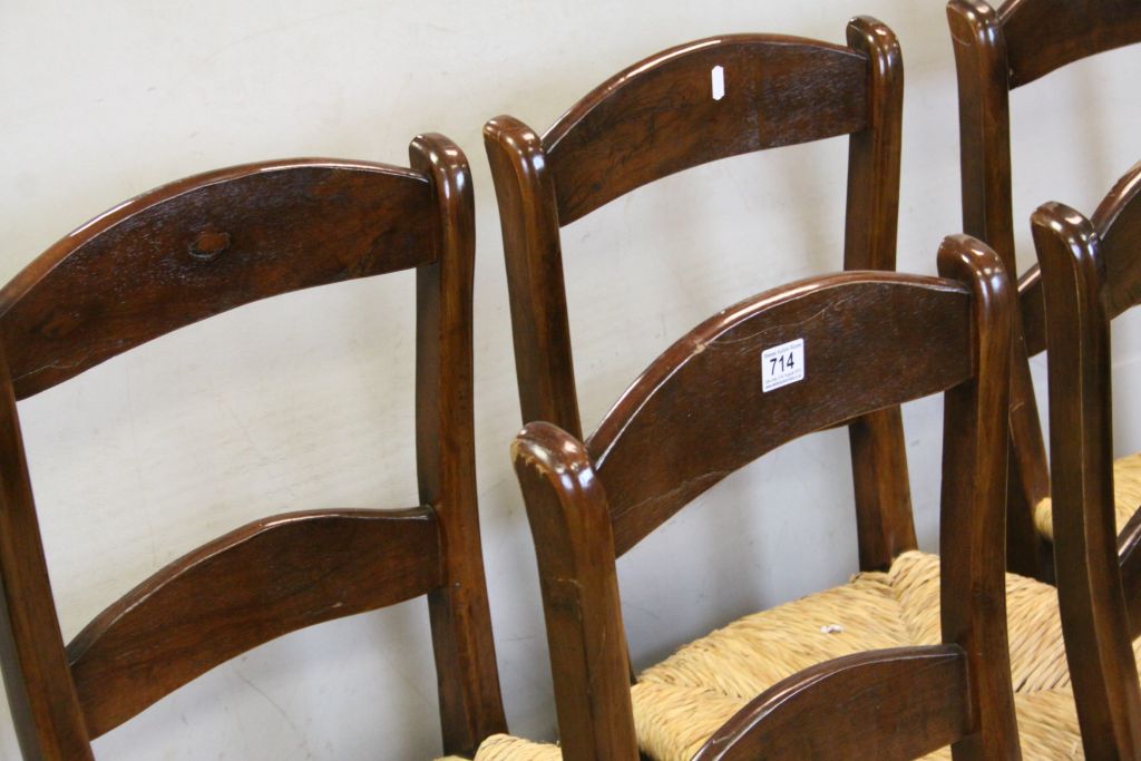 Set of Six French Style Kitchen Chairs with Rush Seats - Image 2 of 4