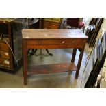 19th century Kitchen Side Table with Single Drawer and Pot Shelf below