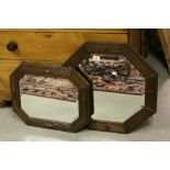 Two Octagonal Oak Framed Mirrors