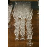 Set of Six Edinburgh Crystal Cut Glass Wine Glasses, 16cms high together with Twelve Cut Glass Hi