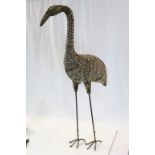 Rush and Metal Heron Bird, 125cms tall