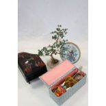 Collection of oriental items including Bonsai Tree on Quartz base, kite etc