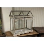 Limed Wood framed Glass Terrarium modelled as a Greenhouse, measures approx 63 x 60 x 32cm