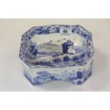 19th Century blue and white Spode dogs food bowl