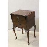 Early 20th century Three Drawer Music / Side Cabinet with Drop Flaps either side and raised on