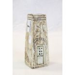 Troika Pottery "Coffin" vase, approx 17cm tall with decorator marks to base for "Anne Jones" (1976 -