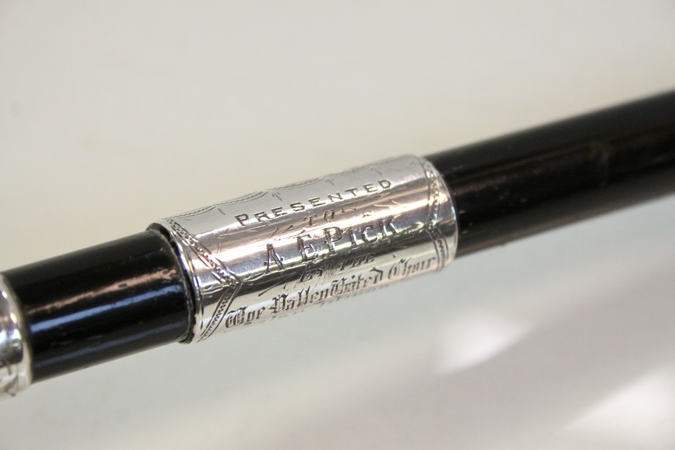 Hallmarked Silver & Ebony Conductor's Baton, the knop Hallmarked for London 1908 with Foliate - Image 7 of 10