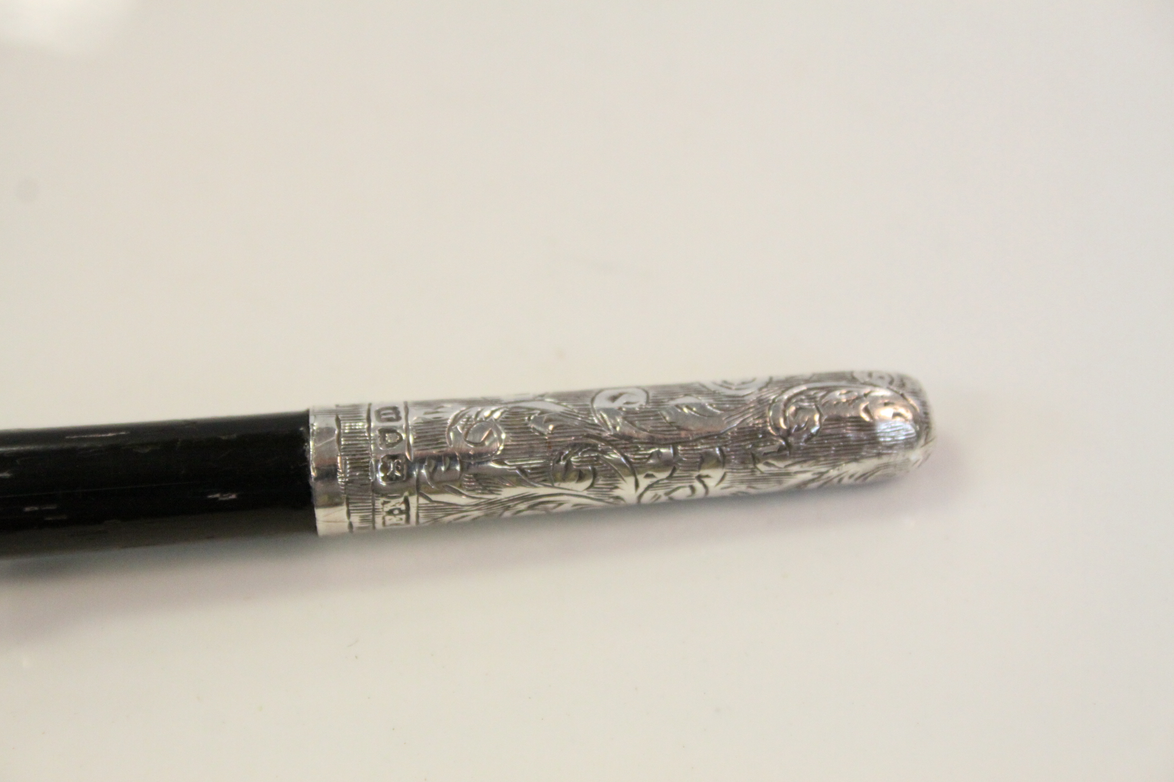 Hallmarked Silver & Ebony Conductor's Baton, the knop Hallmarked for London 1908 with Foliate - Image 9 of 10