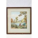 Norman Thelwell (1923 - 2004) framed & glazed Watercolour of two Anglers, signed lower right corner,