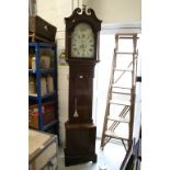 19th century Mahogany Eight Day Longcase Clock, the hood with broken swan neck pediment and brass