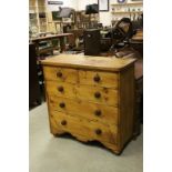 Victorian pine chest of three long and two short drawers