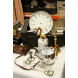 Collection of Mixed Collectable Items including Post Office Clock (a/f), Pair Brass Candlesticks,