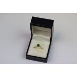 Impressive 18CT Yellow Gold Emerald and diamond three stone ring of 1.25CT's