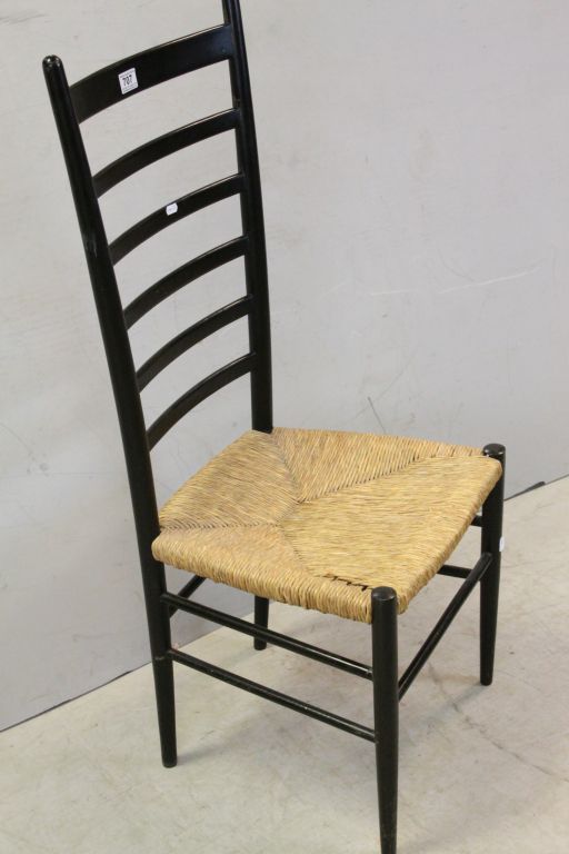 Ladder Back Single Chair with Black Finish and Rush Seat - Image 4 of 4