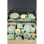 Two boxes of Green Denby Stoneware to include teapots, plates, cups etc (approx. 100 pieces)