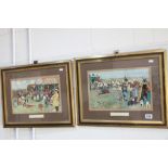 Pair of Early 20th century Cecil Aldin Horse Racing ' The Bluemarket Races ' Prints - Arrival on the