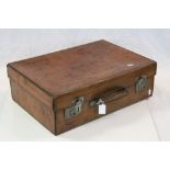 Early 20th century Brown Leather Suitcase stamped A.M.B, 51cms long