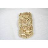 18CT Gold Plated vesta case in the form of a cat and a rat