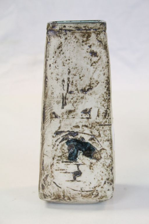 Troika Pottery "Coffin" vase, approx 16.5cm tall, with decorators marks "AL" to base for "Ann Lewis" - Image 3 of 5