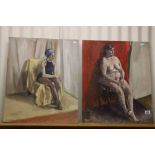 Two 20th Century portraits of seated dancer and nude woman