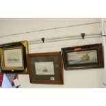 Three framed Seascapes attributed to Samuel Brown William Wylie and FJ Aldridge
