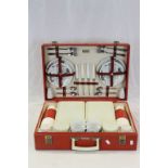 Brexton vintage four person Picnic Set in red case approx 49 x 34 x 14cm