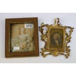 Miniature picture of a Georgian gentleman in an ornate Gilt Wooden frame approx 17.5 x 15cm plus a